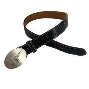 tooled western belt longhorn buckle kids 24-26